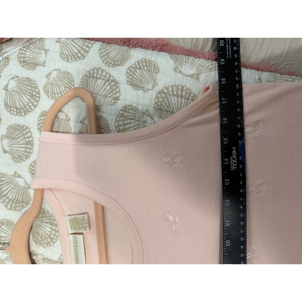 Christie & Jill Pink Cotton Embroidered Set Cardigan & Tank Top  M Y2K‎ Coquette - Picture 6 of 12